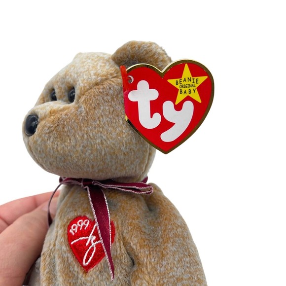 TY Beanie Baby Babies 1999 SIGNATURE TEDDY Brown Bear Heart Vintage RETIRED - Picture 5 of 9